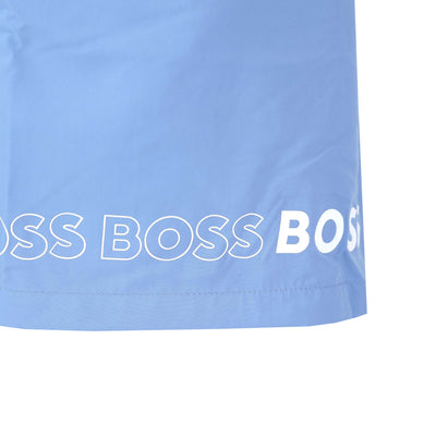 BOSS Dolphin Swim Short in Sky Blue Logo