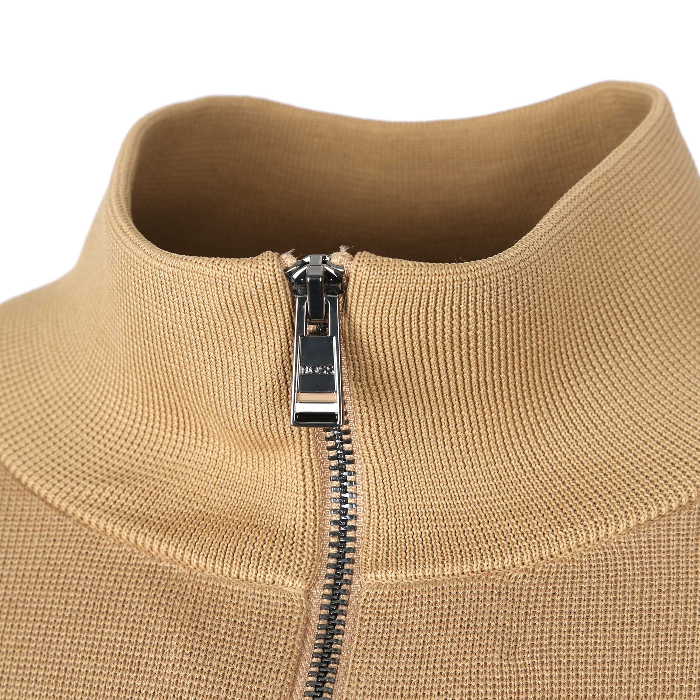 BOSS Fisio Knitwear in Medium Beige Zip