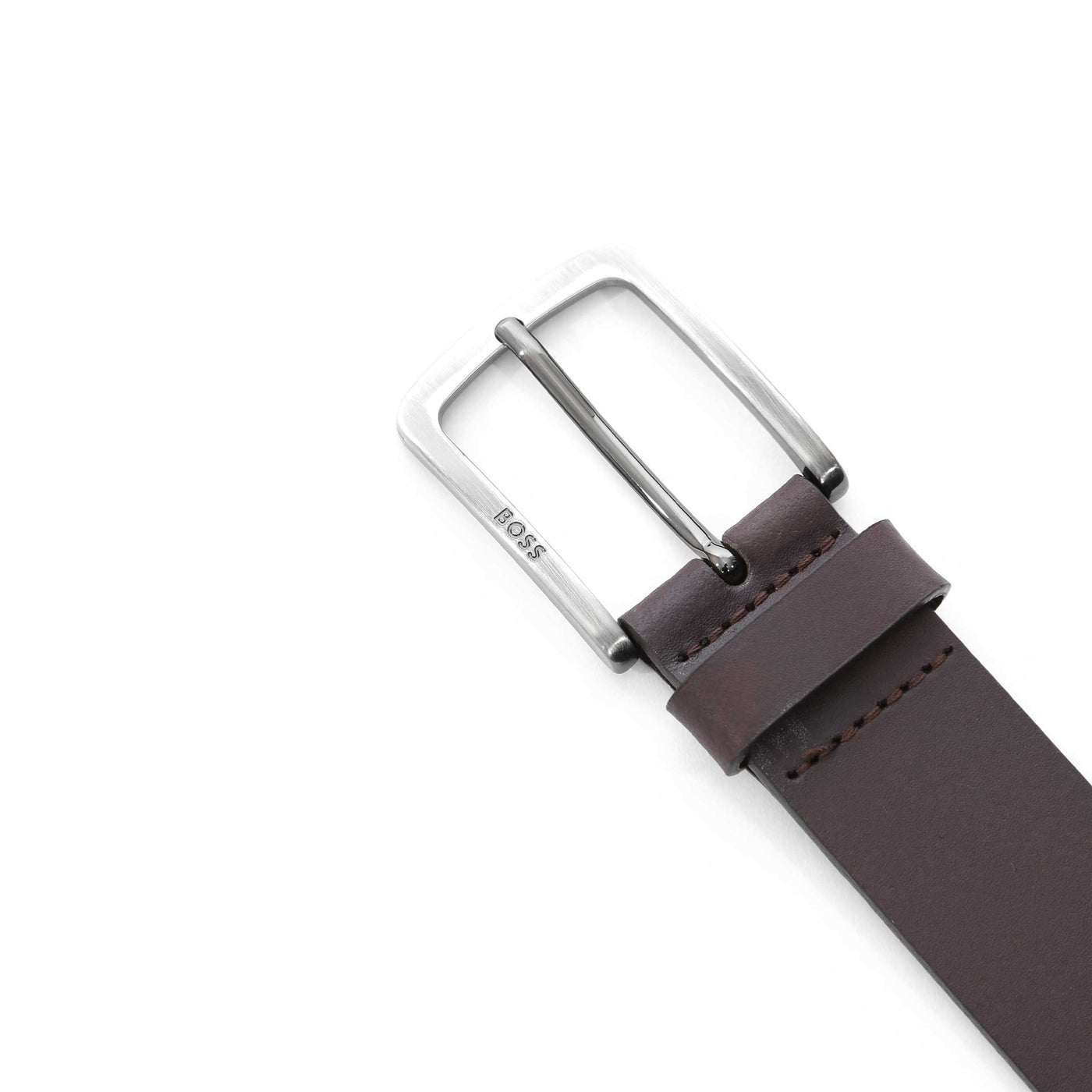 BOSS Jor Metal Tip Sz35 Belt in Dark Brown Buckle