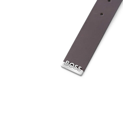 BOSS Jor Metal Tip Sz35 Belt in Dark Brown Metal Tip