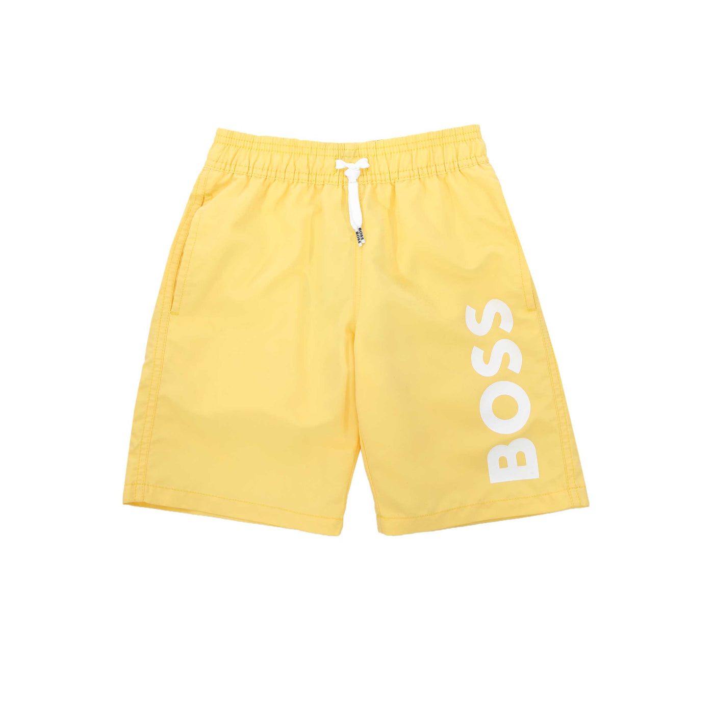 BOSS Kids Plain Logo Swim Short in Yellow