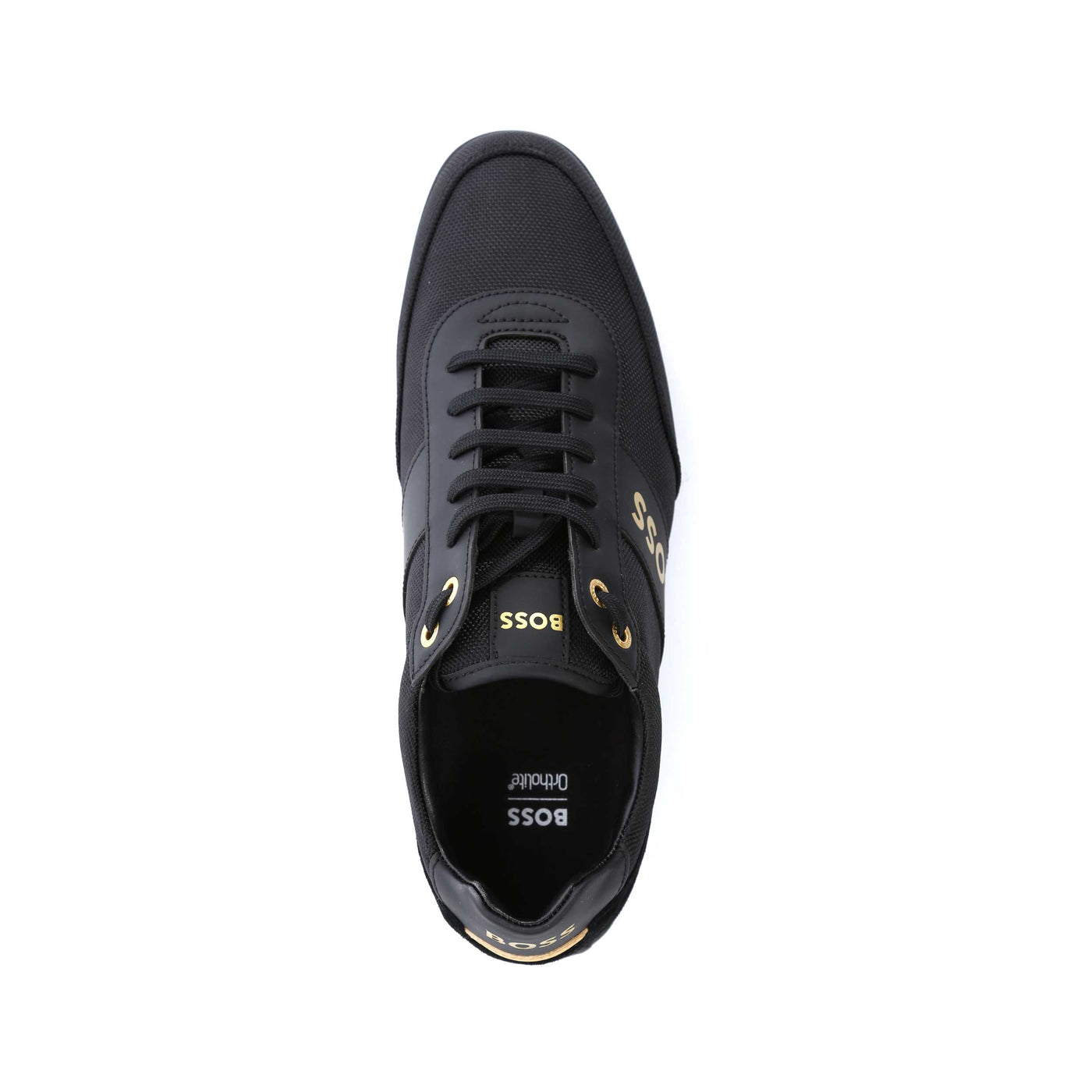 BOSS Saturn Lowp nylg Trainer in Black & Gold
