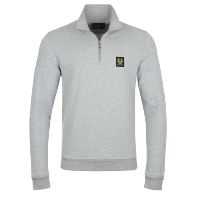 Belstaff Quarter Zip Sweat Top in Grey Melange