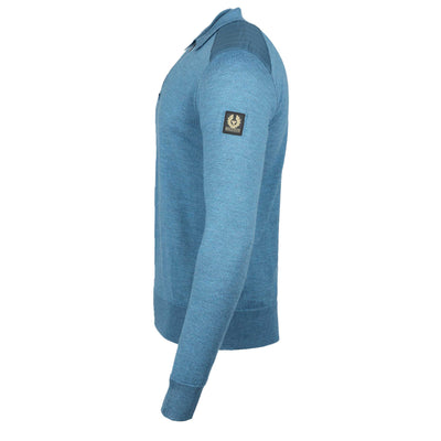 Belstaff Kirk Zip Polo Knitwear in Legion Blue