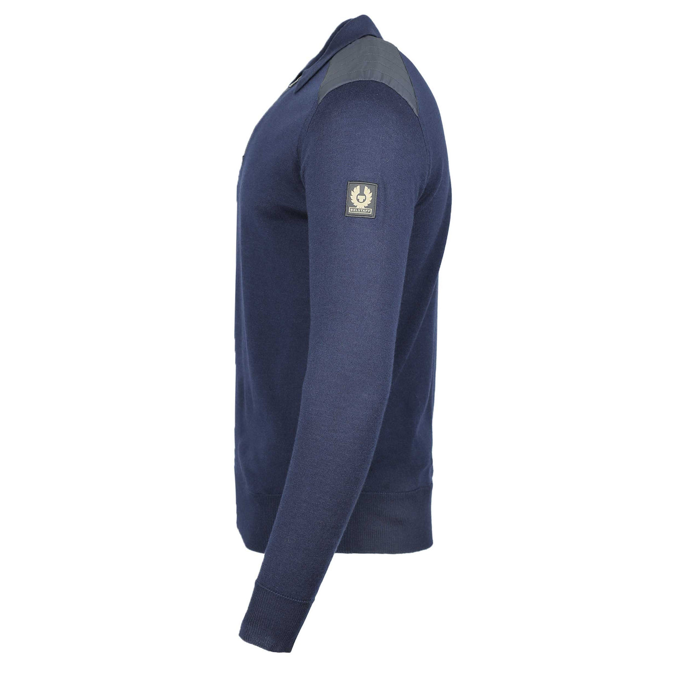 Belstaff Kirk Zip Polo Knitwear in Washed Navy Side