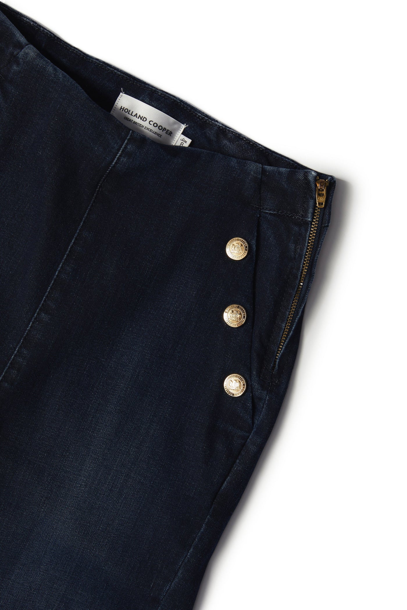 Holland Cooper Amoria Flared Jean in Deep Indigo Detail