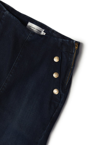Holland Cooper Amoria Flared Jean in Deep Indigo Detail