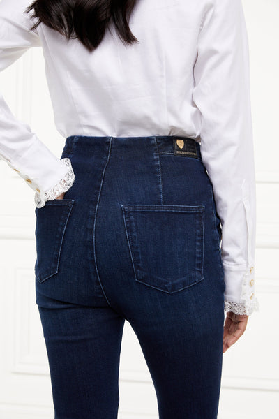 Holland Cooper Amoria Flared Jean in Deep Indigo Model Back