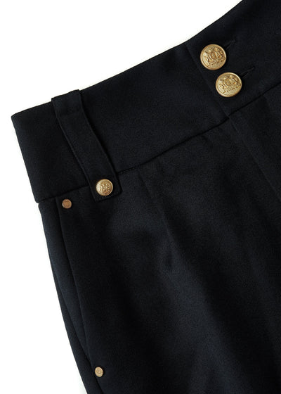 Holland Cooper High Waisted Peg Trouser in Black Barathea Detail