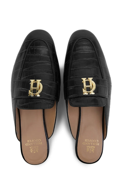 Holland Cooper Kingston Loafer in Black Croc Birdseye View
