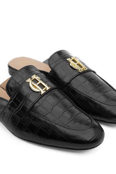 Holland Cooper Kingston Loafer in Black Croc Logo