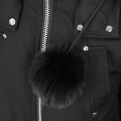 Moose Knuckles Debbie Ladies Bomber Jacket in Black Pom Pom