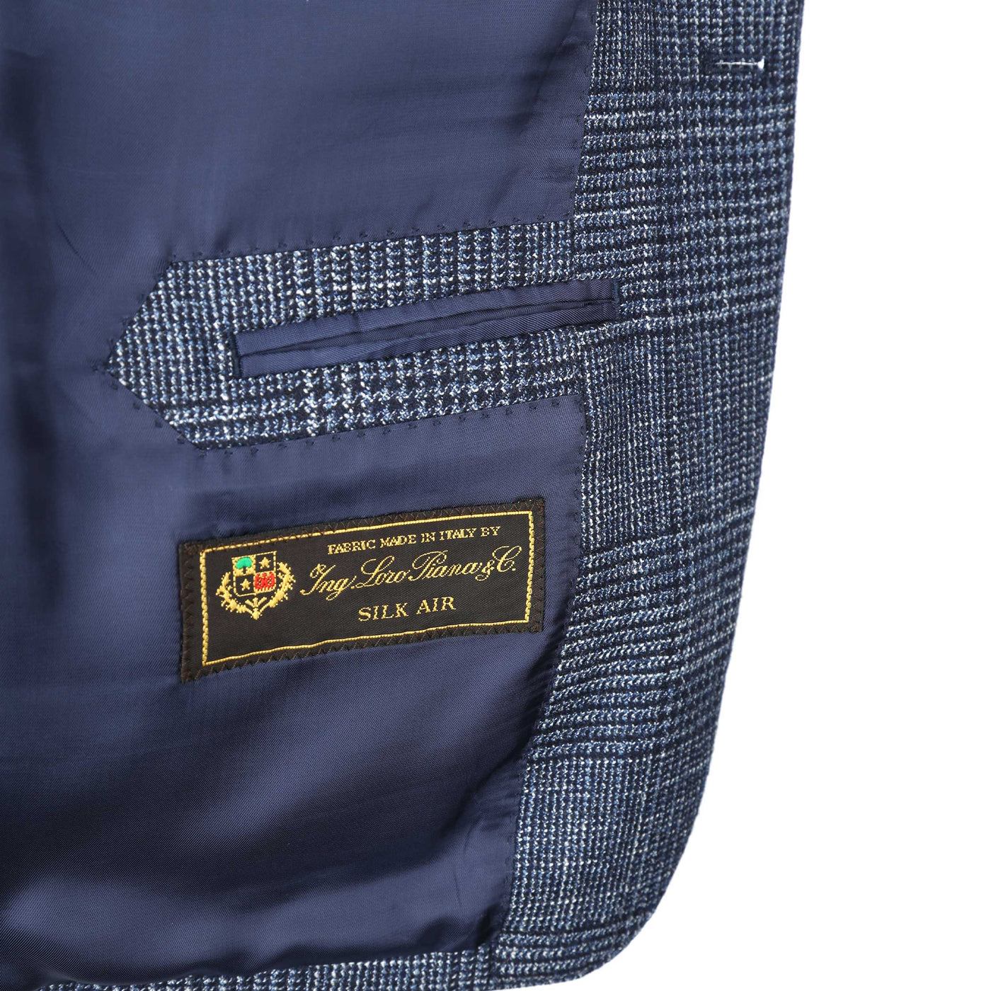 Norton Barrie Bespoke Jacket in Navy Check Lora Piana 8838 Detail