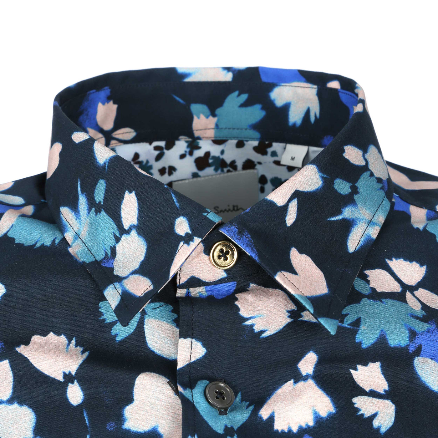 Paul Smith Slim Fit Floral SS Shirt in Navy Collar