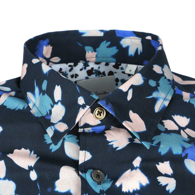 Paul Smith Slim Fit Floral SS Shirt in Navy Collar