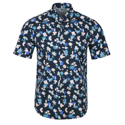 Paul Smith Slim Fit Floral SS Shirt in Navy