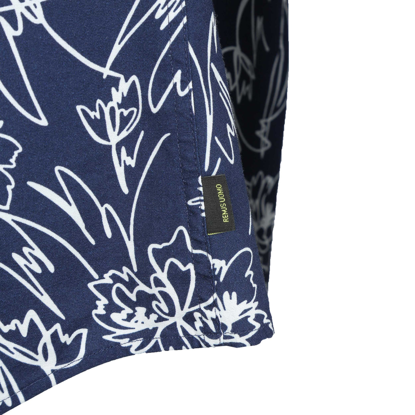 Remus Uomo Floral Squiggle SS Shirt in Navy Logo Tab