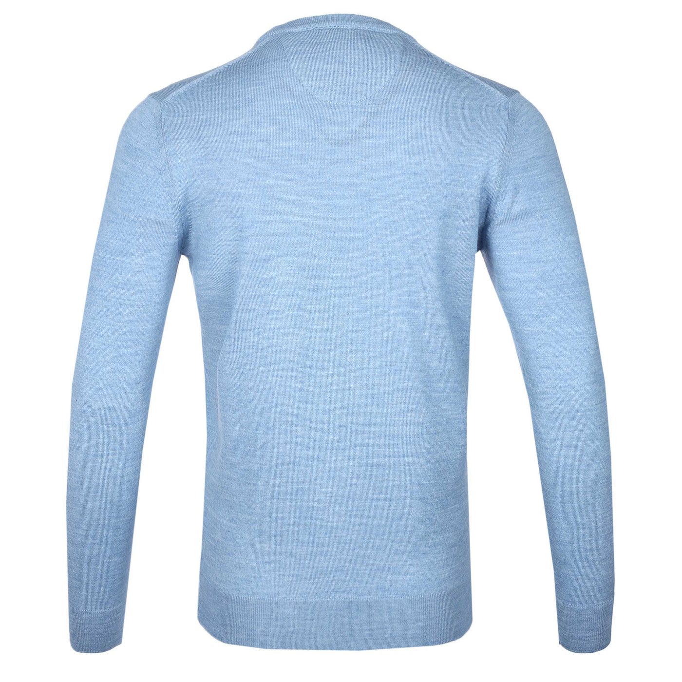Remus Uomo Plain Crew Neck Knitwear in Sky Blue Back