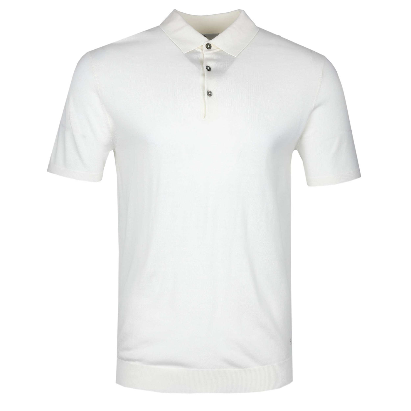 Thomas Maine Knitted Basic Polo Shirt in Off White