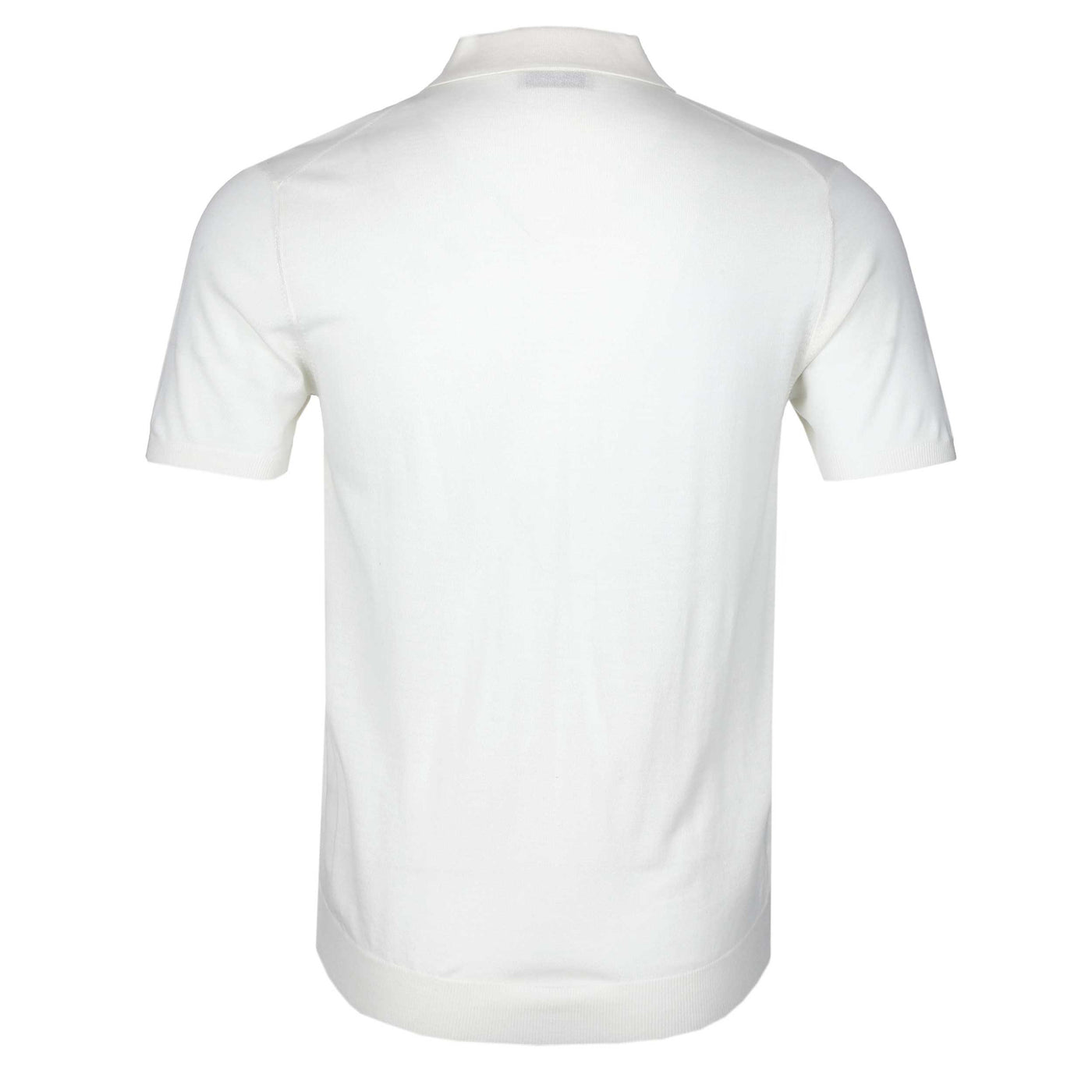 Thomas Maine Knitted Basic Polo Shirt in Off White Back