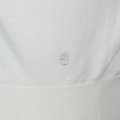 Thomas Maine Knitted Basic Polo Shirt in Off White Logo