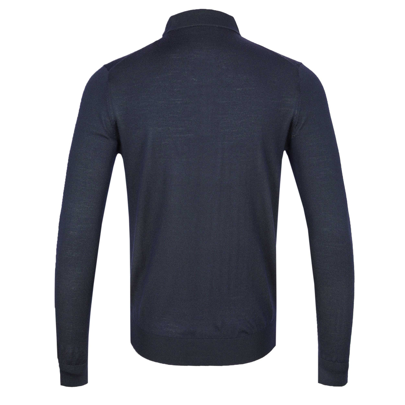 Thomas Maine 3 Button Long Sleeve Knitted Polo in Navy
