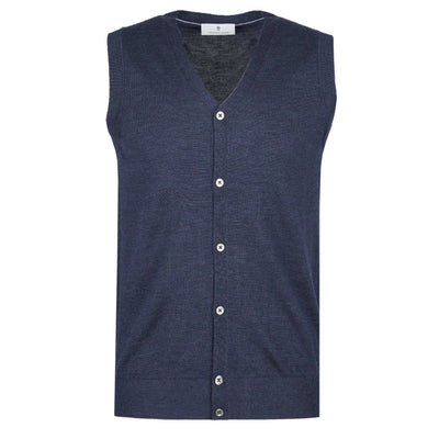 Thomas Maine Sleeveless Cardigan in Navy Marle