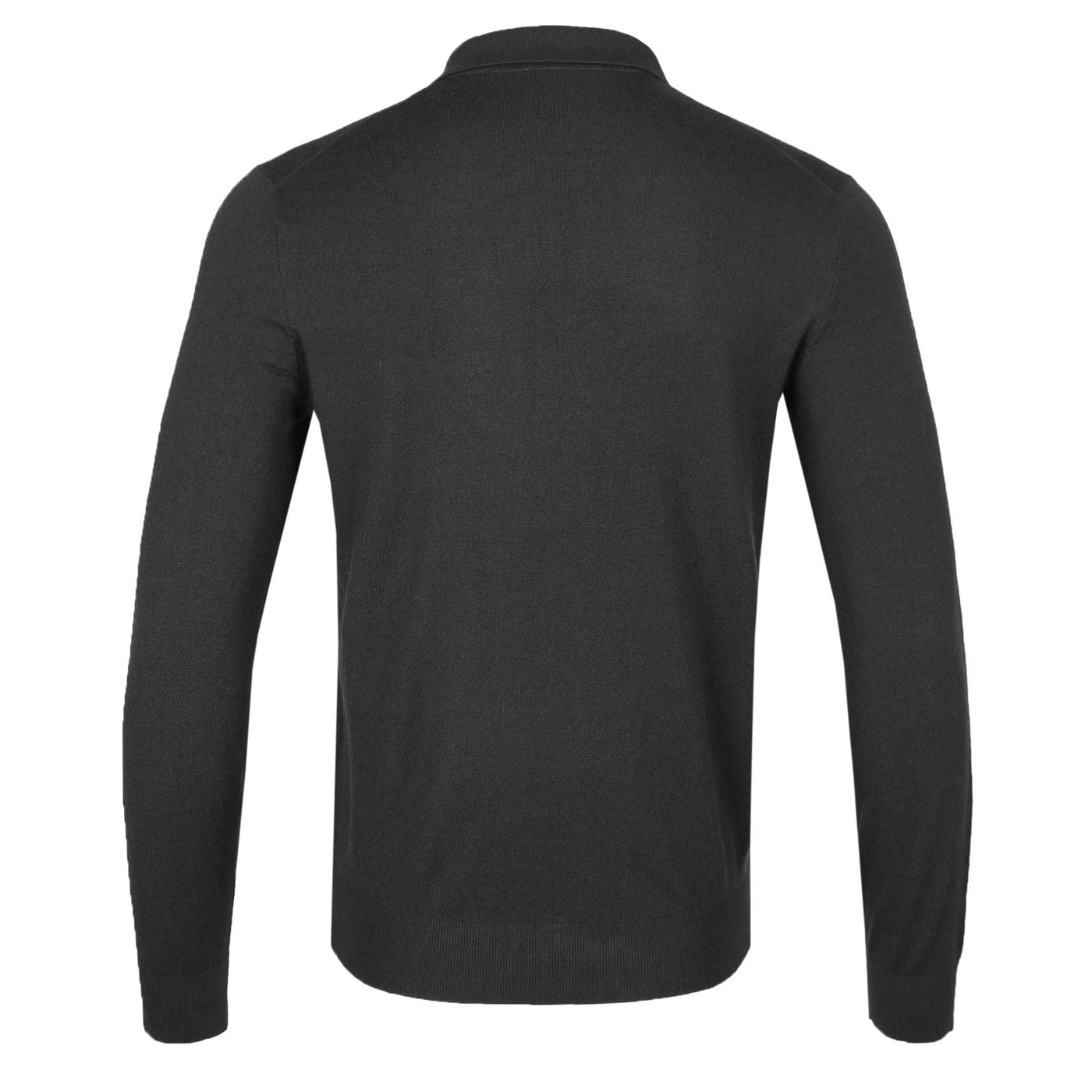 Thomas Maine Zip Knitted Long Sleeve Polo in Black