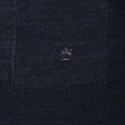 Thomas Maine Button Thru LS Knitwear in Navy Logo