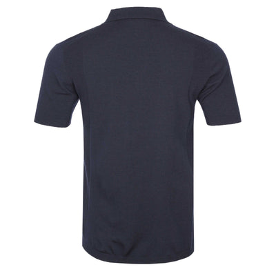Thomas Maine Knitted Zip Polo Shirt in Navy