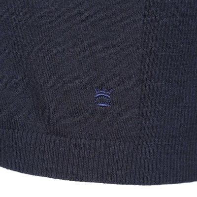 Thomas Maine Knitted Zip Polo Shirt in Navy