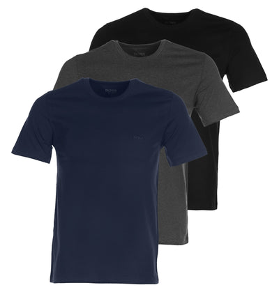 BOSS 3 Pack RN T Shirt in Black, Charcoal & Navy