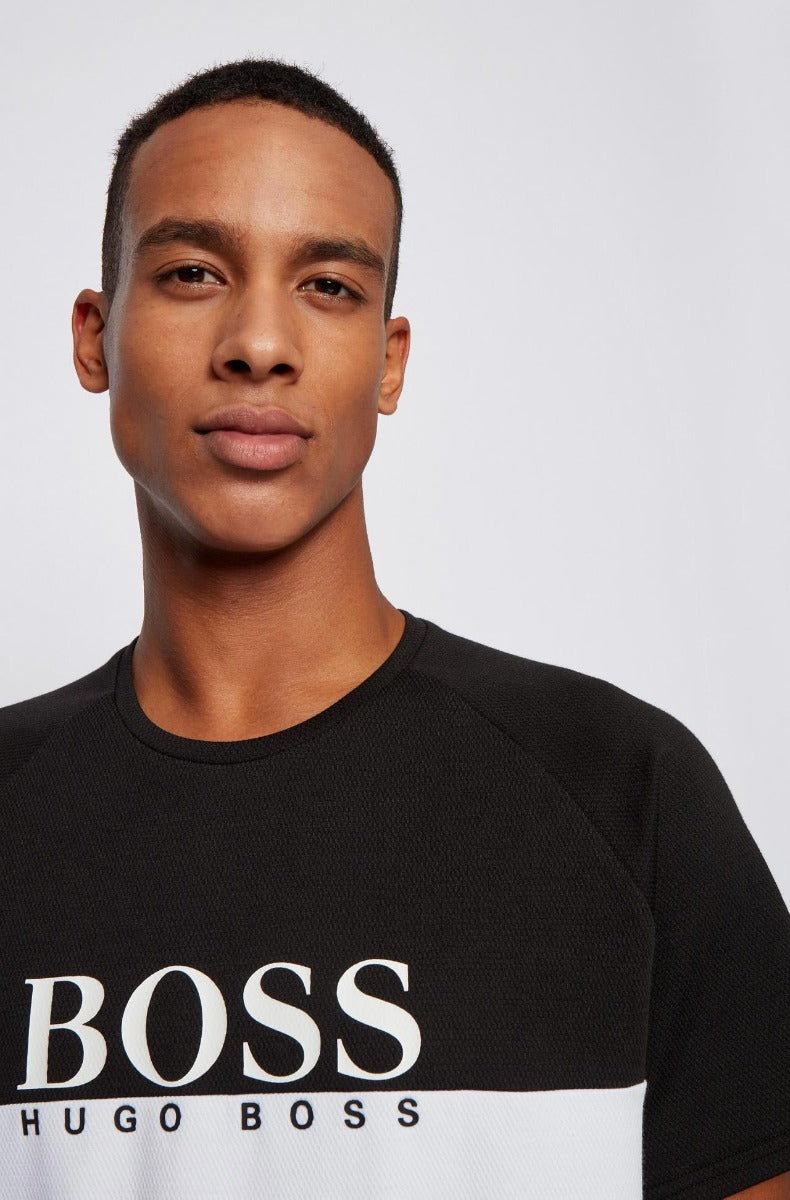 BOSS Jacquard T Shirt in Black & White