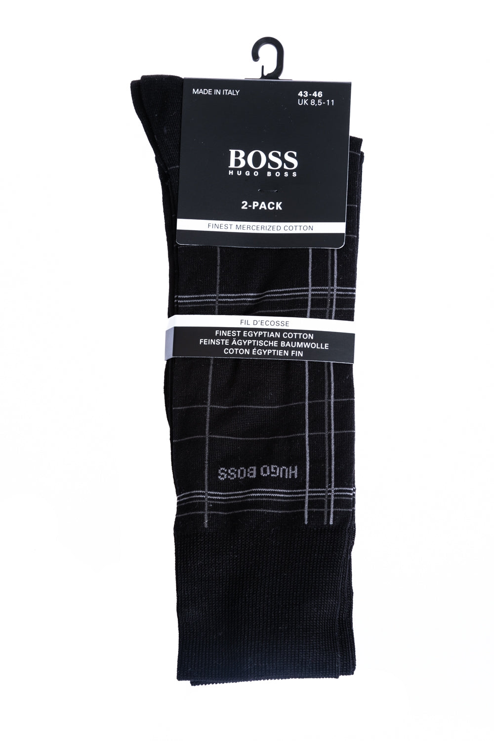 BOSS 2 Pack RS Check MC Sock in Black