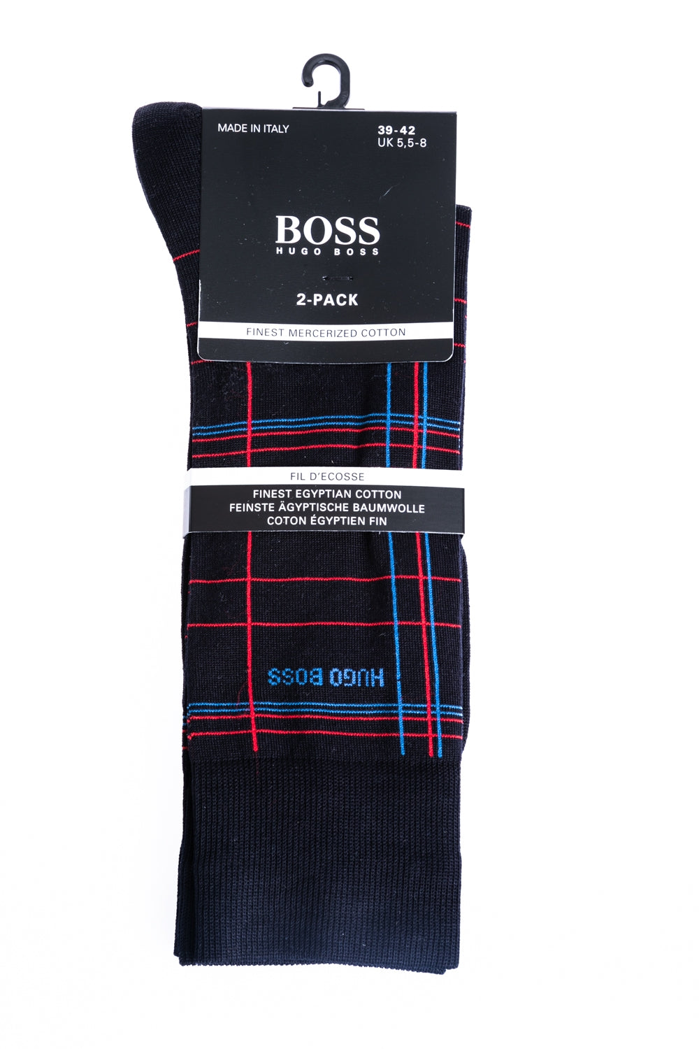 BOSS 2 Pack RS Check MC Sock in Navy