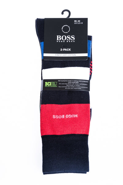 BOSS 2 Pack RS Stripe CC Sock in Navy