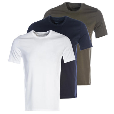 BOSS 3 Pack RN T Shirt in Khaki, Navy & White