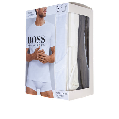 BOSS 3 Pack RN T Shirt in Khaki, Navy & White