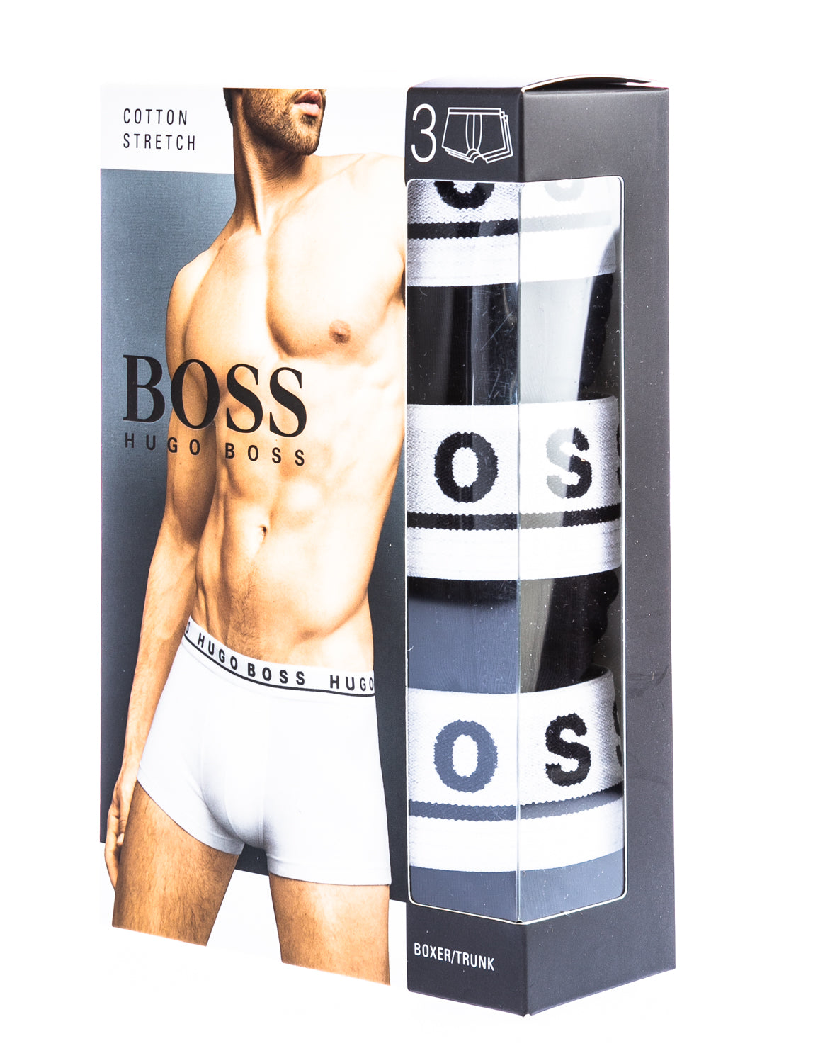 BOSS 3 Pack Trunk Underwear in Black with White Waistband