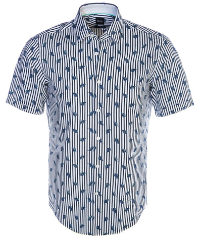 BOSS Luka 2F Short Sleeve Shirt in White Floral