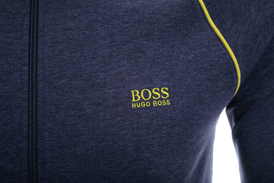 BOSS Mix & Match Jacket Z Sweatshirt in Navy Marl & Lime Green Trim