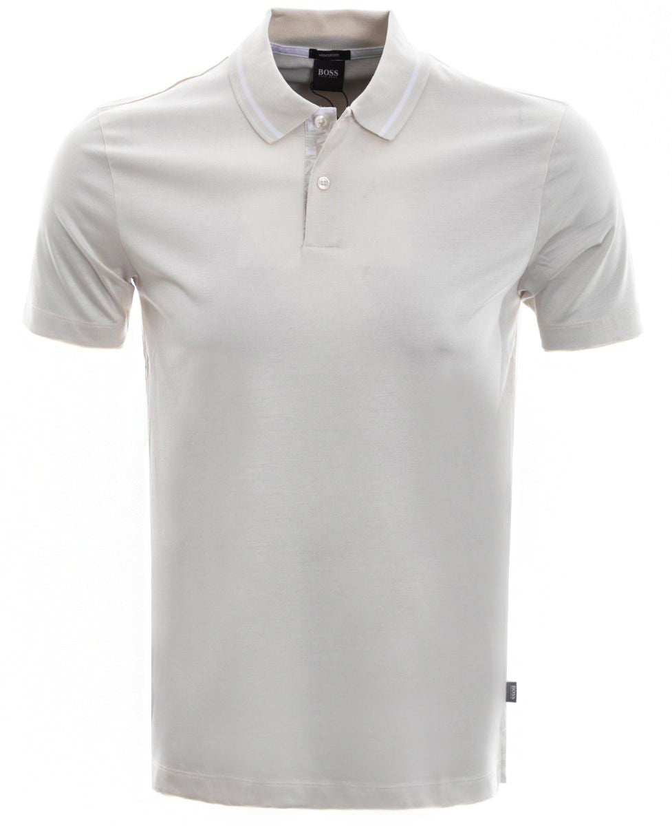 BOSS Parlay 124 Polo Shirt in Off White Front
