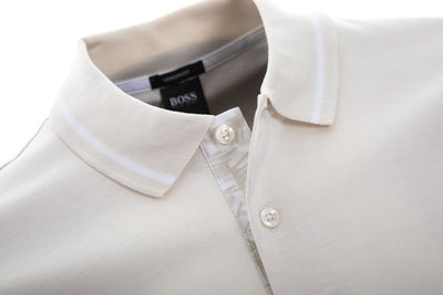 BOSS Parlay 124 Polo Shirt in Off White Placket