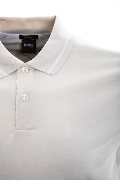 BOSS Parlay 124 Polo Shirt in Off White Shoulder