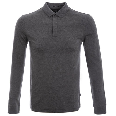BOSS Pleins 15 Long Sleeve Polo Shirt in Black Main