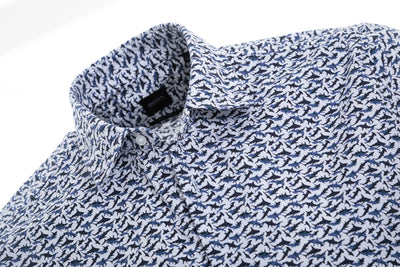 BOSS Rash Short Sleeve Shirt in White & Blue Print
