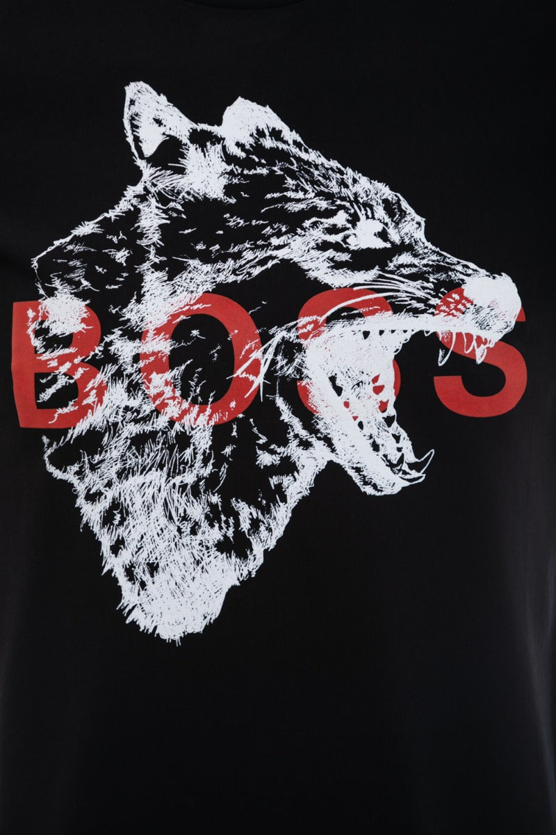 BOSS Tdraw T-Shirt in Black Wolf Design
