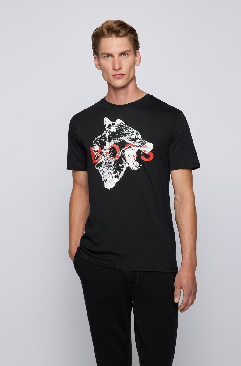 BOSS Tdraw T-Shirt in Black Wolf  Model 1