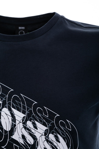 BOSS Tee 3 T Shirt in Navy Shoulder