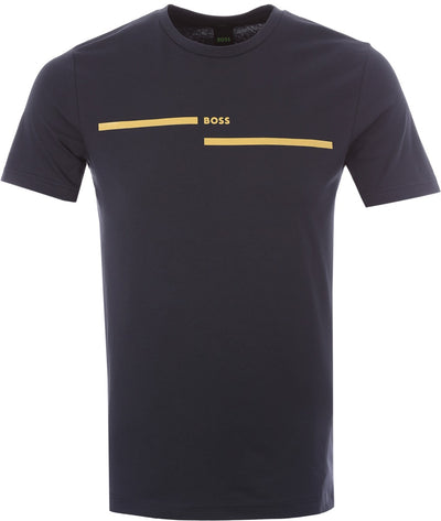 BOSS Tee 4 T-Shirt in Navy & Gold